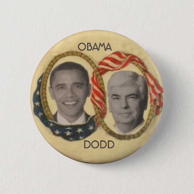 Botón del Retro-Estilo de Obama/de Dodd (Anverso)
