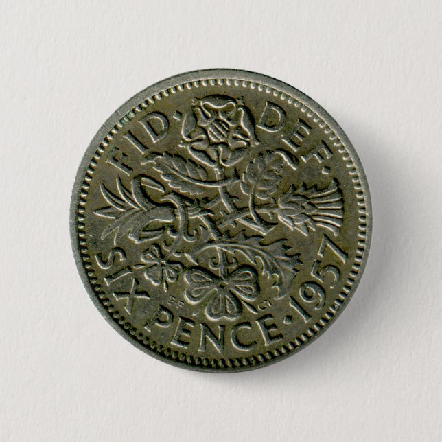 Botón del sixpence de 1957 Británicos (Anverso)