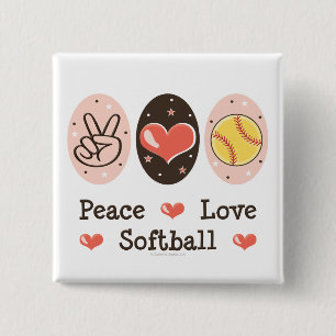 Botón del softball del amor de la paz