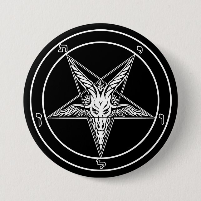 Botón del viejo estilo de Baphomet - 3 pulgadas (Anverso)