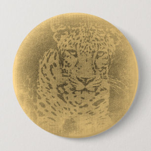 Botón del vintage del retrato del leopardo