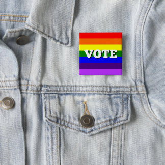 Botón del voto en fondo del arco iris