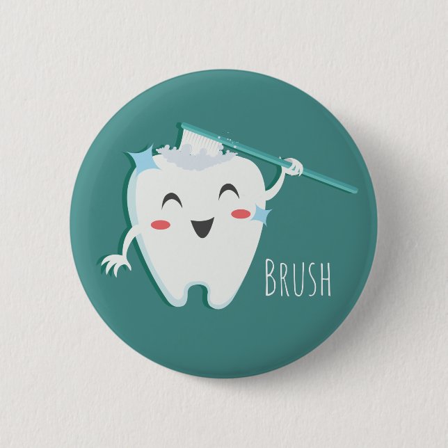Botón Dentista de dientes de pincel (Anverso)