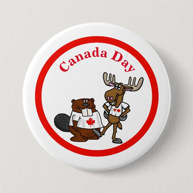 Botón Día de Canadá - Testigo y alce (Anverso)