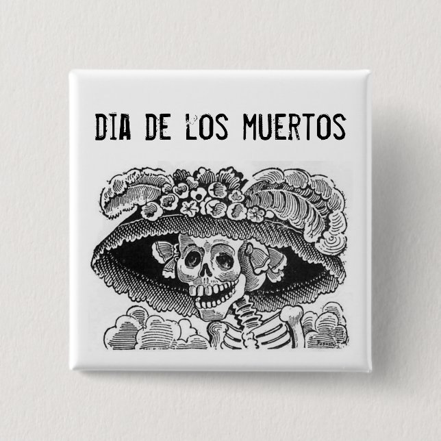 Botón Dia de los muertos La Catrina (Anverso)