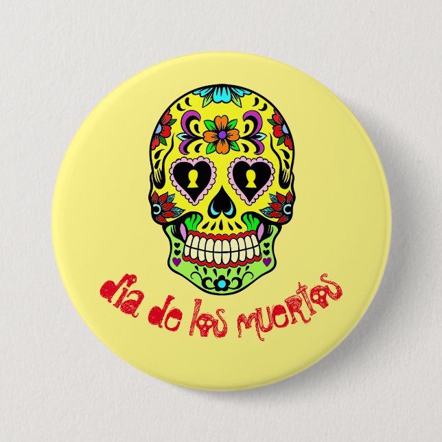 Botón Dia de los muertos — Sugar Skull (Anverso)