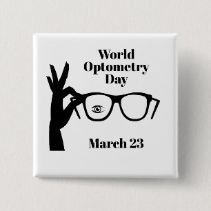 Botón Día Mundial de la Optometría con silueta de 
