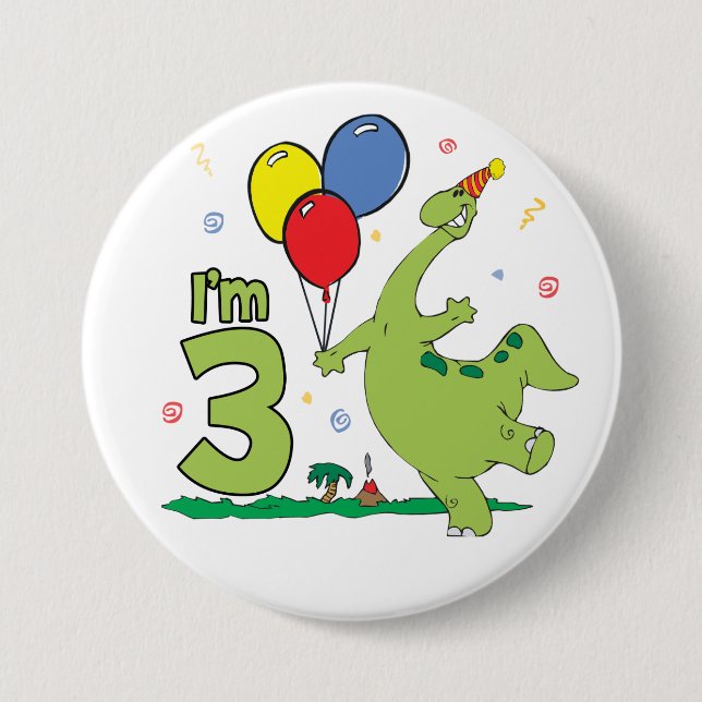 Botón Dino 3Birthday (Anverso)
