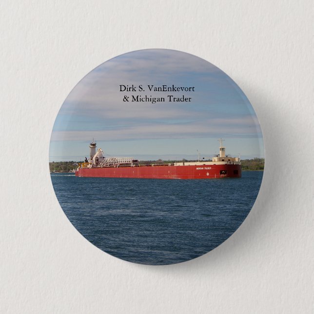 botón Dirk S. VanEnkevort & Michigan Trader (Anverso)