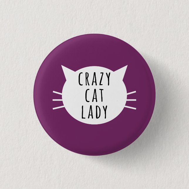 Botón divertido de Crazy Cat Lady (Anverso)