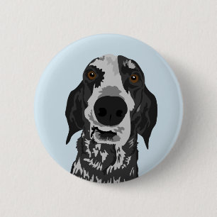 Botón divertido de la cara del Coonhound