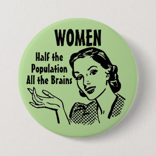 Botón divertido de mujeres inteligentes retro