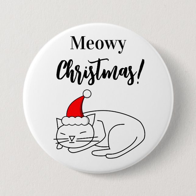 Botón divertido de Navidad con Meowy (Anverso)