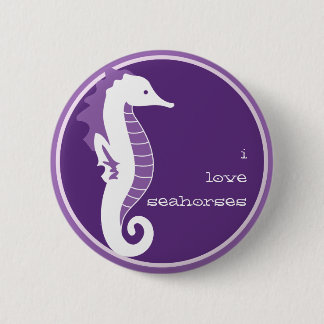 Botón divertido del Seahorse - púrpura