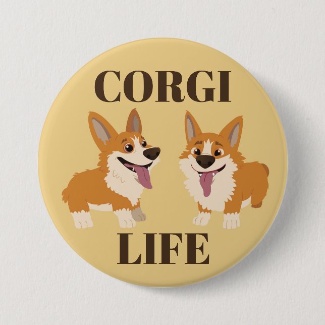 botón Dos perros corgi cortos (Anverso)