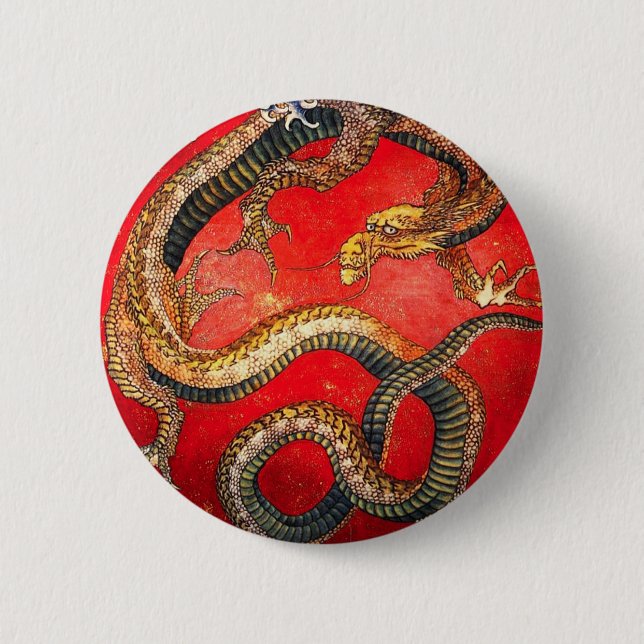 botón Dragón japonés Hokusai Gold (Anverso)