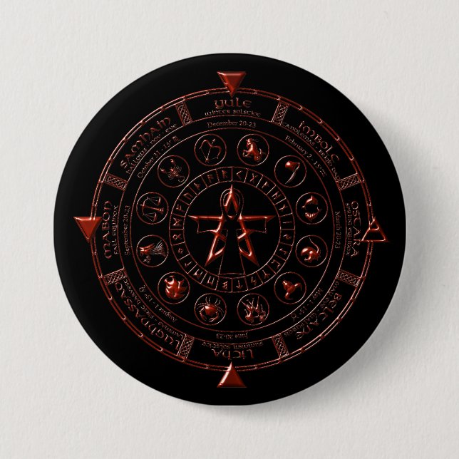 Botón Ebony Ruby Celtic Zodiac (Anverso)