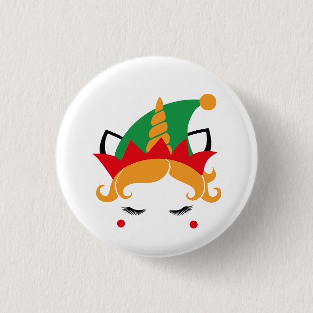botón Elf de Feliz Navidad Unicorn (Anverso)