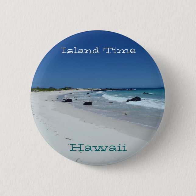 Botón escénico del recuerdo de la playa de Hawaii (Anverso)