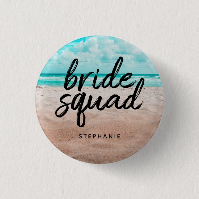 botón Escuadrón de novia de playa personalizado (Anverso)