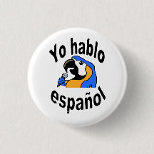 Botón español - el loro dice "español del hablo de
