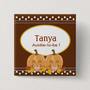botón Etiqueta de nombre de Baby Shower de calabaz