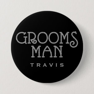 botón Etiqueta de nombre de Purpurina Groomsman Si