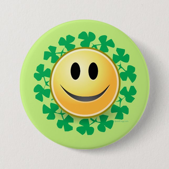 Botón Face Shamrock St Patricks Day (Anverso)