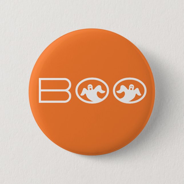 botón Fantasma Boo Halloween, Naranja y blanco (Anverso)
