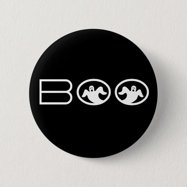botón Fantasma Boo Halloween, negro y blanco (Anverso)