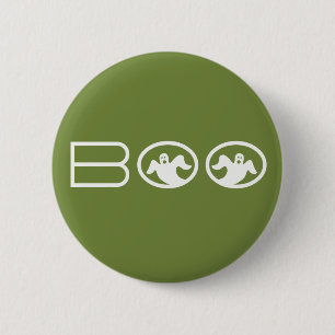 botón Fantasma Boo Halloween, verde y blanco