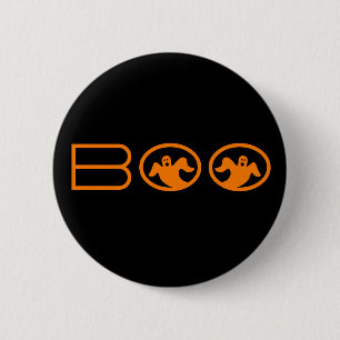 Botón fantasma de Halloween, negro y Naranja