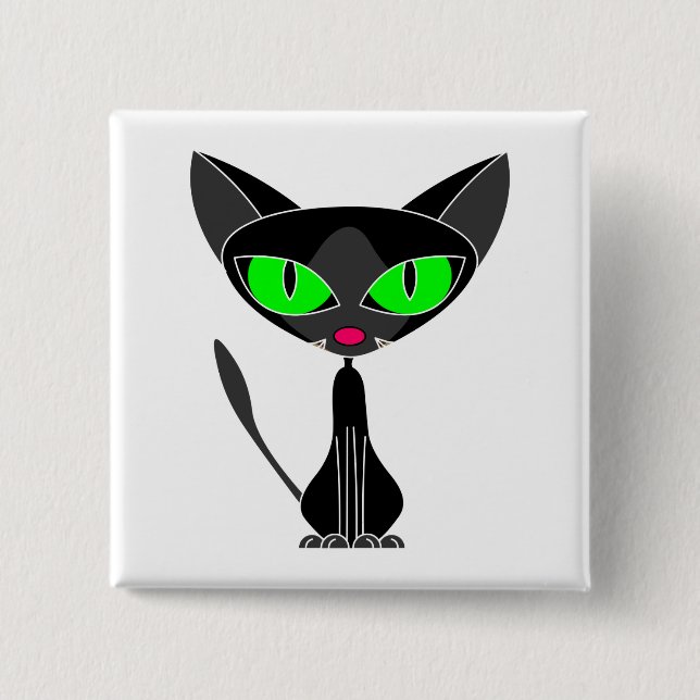 Botón felino de lujo del gato negro (Anverso)