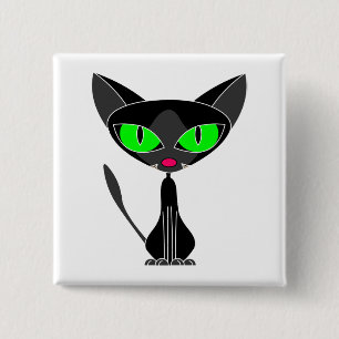 Botón felino de lujo del gato negro