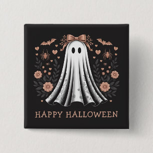 botón Feliz Chica fantasma de Halloween