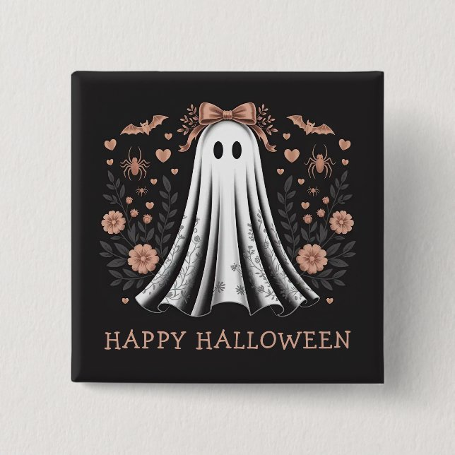 botón Feliz Chica fantasma de Halloween (Anverso)