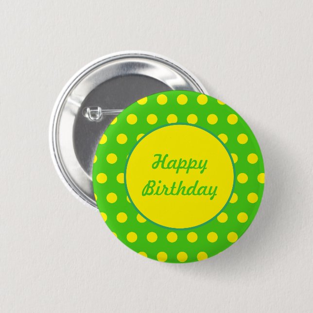 botón Feliz cumpleaños (Neon Green y Neon Yellow) (Anverso y reverso)