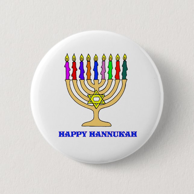 Botón feliz de Chanukah Menorah (Anverso)
