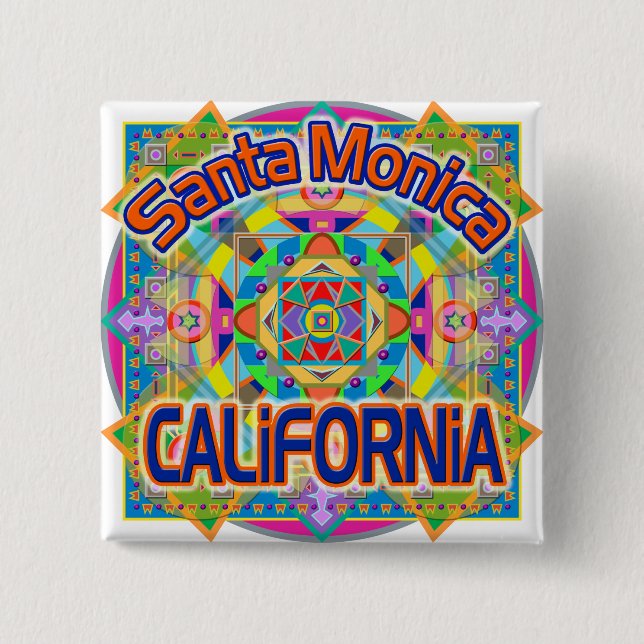 botón Feliz de Santa Mónica CALIFORNIA (Anverso)