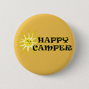 Botón Feliz de sol de camping
