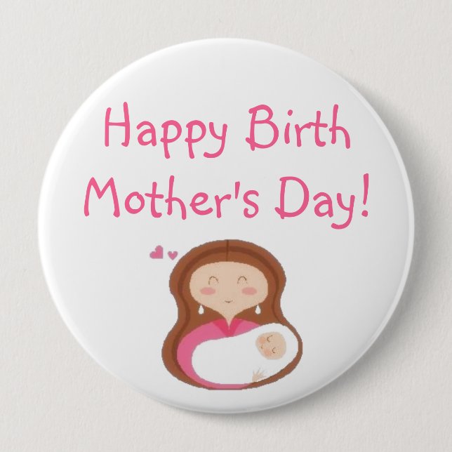 Botón feliz del día de madre de nacimiento (Anverso)