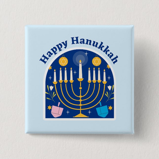 botón Feliz feriado de Hanukkah (Anverso)