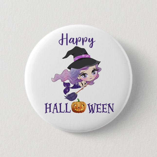 botón Feliz Halloween Chica botón de sirena temblo (Anverso)
