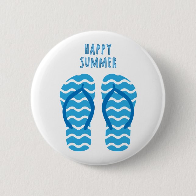 Botón Feliz Verano Con Chanclas (Anverso)