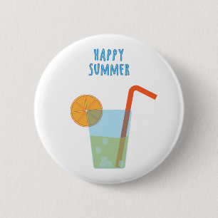 Botón Feliz Verano Con Un Cóctel