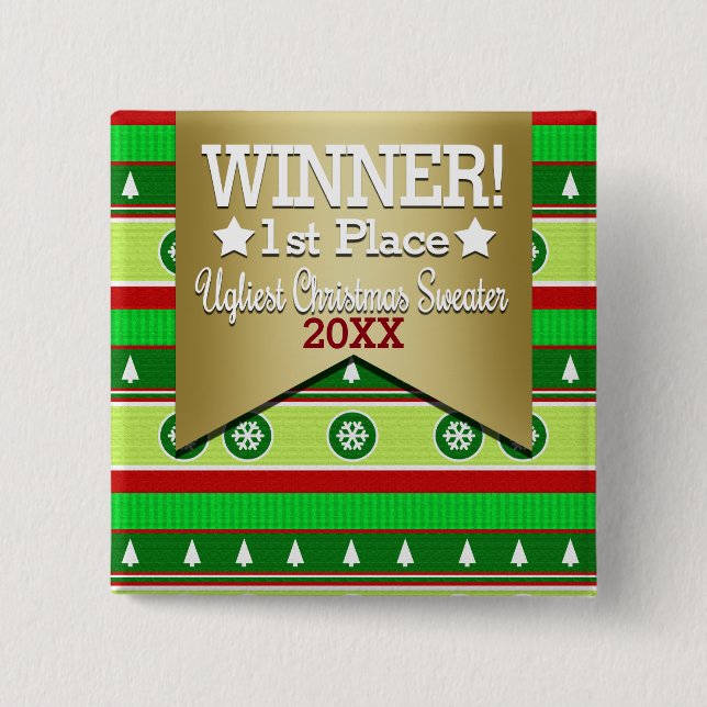 Botón feo del ganador del suéter del navidad (Anverso)