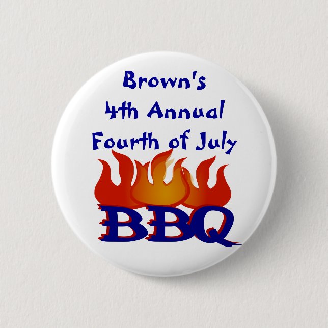 botón Fiesta de barbacoa personalizado del cuarto  (Anverso)