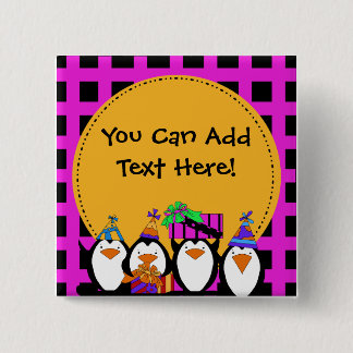 botón Fiesta de pingüino personalizado