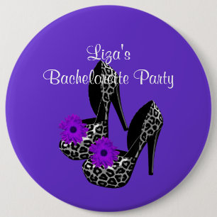 Botón Fiesta de Soltera Zapatos de Leopardo Morado