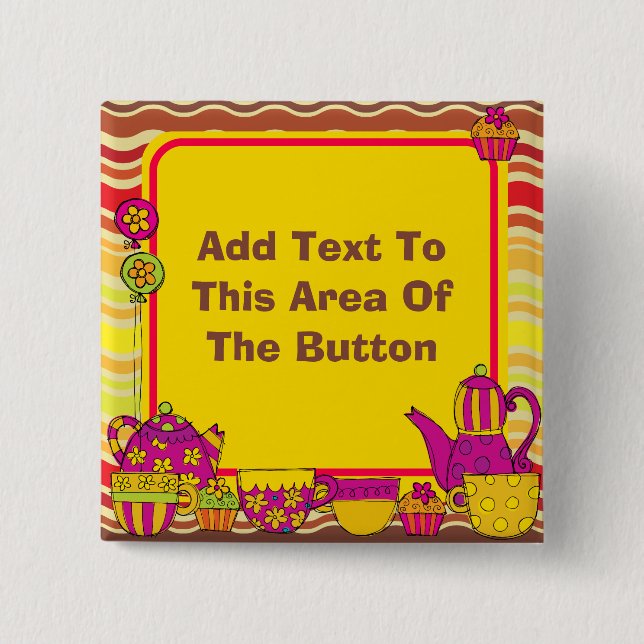 botón Fiesta de té personalizado (Anverso)
